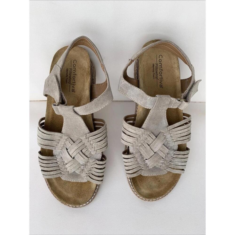 Comfortiva Gladia Women's Sandals Genuine Leather Gray Size 7.5